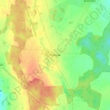 Pinnow地形图、海拔、地势