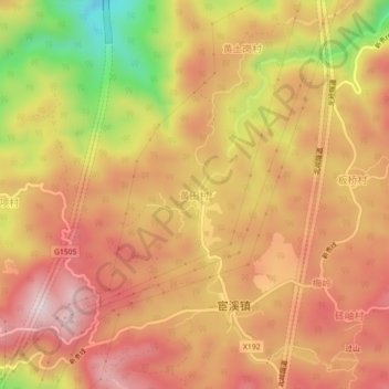 黄田村地形图、海拔、地势