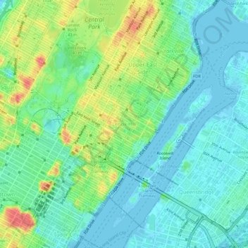 Lenox Hill地形图、海拔、地势