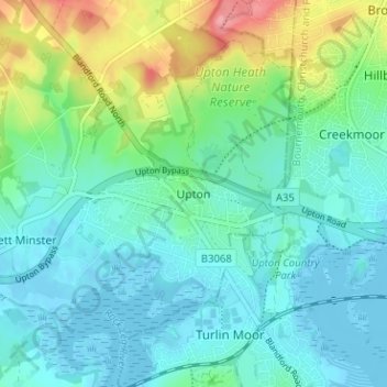 Upton地形图、海拔、地势