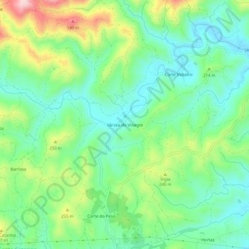 Várzea do Vinagre地形图、海拔、地势