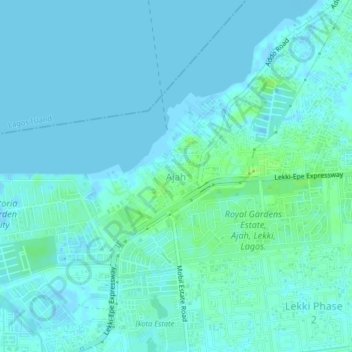 Ajah地形图、海拔、地势