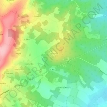 Saint-Thibault地形图、海拔、地势