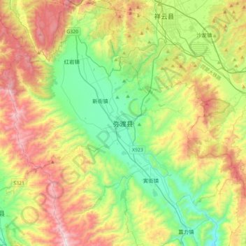 弥渡县地形图、海拔、地势