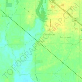 London地形图、海拔、地势