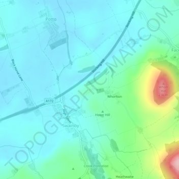Whorlton Castle地形图、海拔、地势