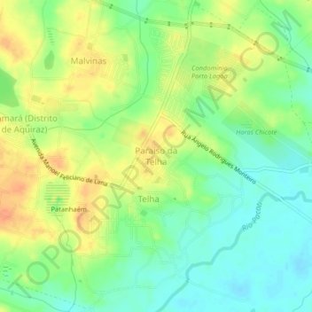 Paraiso da Telha地形图、海拔、地势