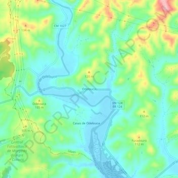 Odelouca地形图、海拔、地势