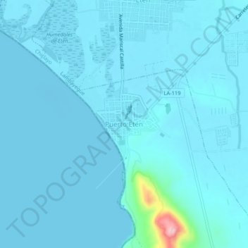 Puerto Etén地形图、海拔、地势