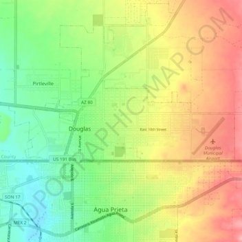 Douglas地形图、海拔、地势