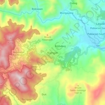 Kiangan地形图、海拔、地势
