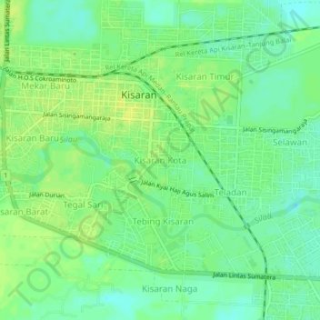 Kisaran Kota地形图、海拔、地势