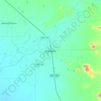 Navojoa地形图、海拔、地势