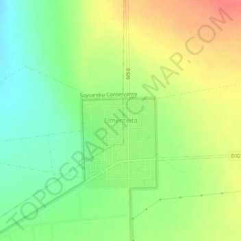 Elmenteita地形图、海拔、地势