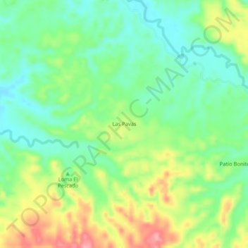 Las Pavas地形图、海拔、地势
