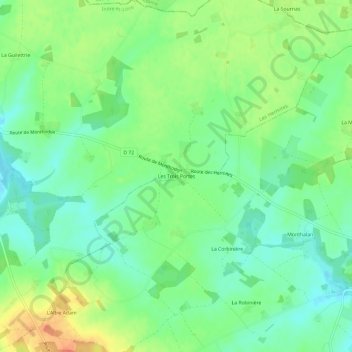 Les Trois Portes地形图、海拔、地势