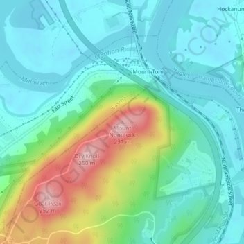 Mount Nonotuck地形图、海拔、地势