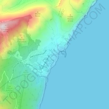 Cala Gonone地形图、海拔、地势