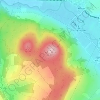 Montmarte地形图、海拔、地势