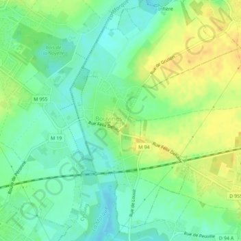 Vue sur la bataille de Bouvines地形图、海拔、地势