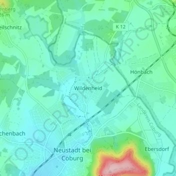 Wildenheid地形图、海拔、地势