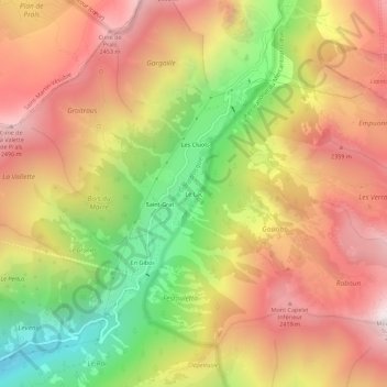 Le Lac地形图、海拔、地势