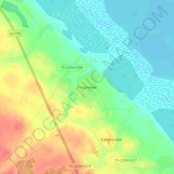 Песочное地形图、海拔、地势