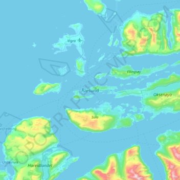Ålesund地形图、海拔、地势