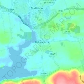 Ballinacurra地形图、海拔、地势