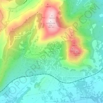 La Casera地形图、海拔、地势
