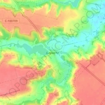 Барахты地形图、海拔、地势