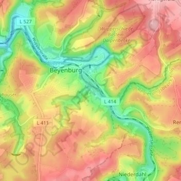 Hengsten地形图、海拔、地势