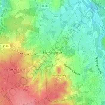 Dierkshausen地形图、海拔、地势