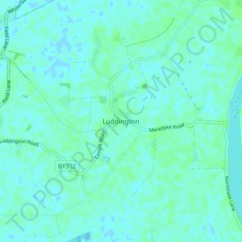 Luddington地形图、海拔、地势