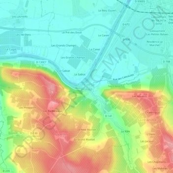 Pont-de-la-Beauze地形图、海拔、地势