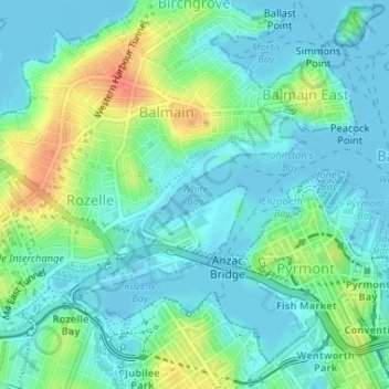 White Bay地形图、海拔、地势