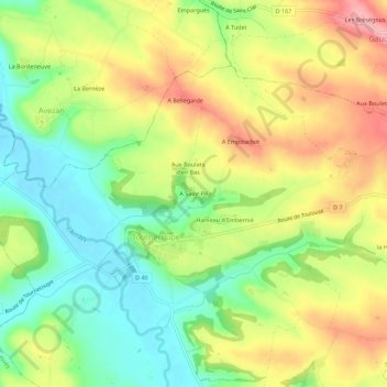 A Saint-Pé地形图、海拔、地势