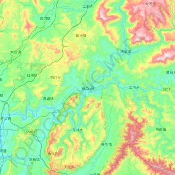 宣汉县地形图、海拔、地势