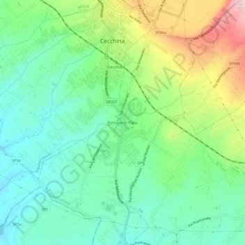 Fontana di Papa地形图、海拔、地势