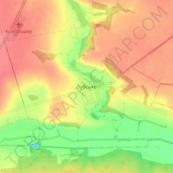 Лубское地形图、海拔、地势