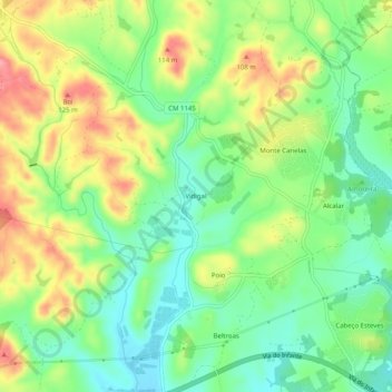 Vidigal地形图、海拔、地势