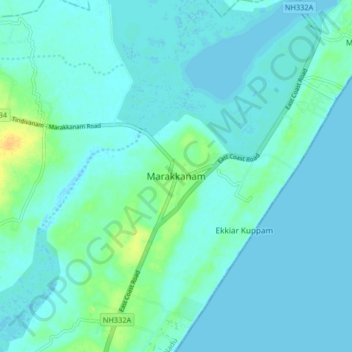 Marakkanam地形图、海拔、地势