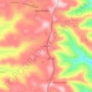Linha Sete地形图、海拔、地势