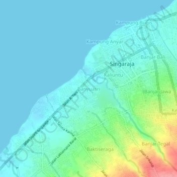 Banyuasri地形图、海拔、地势