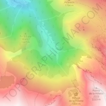 Cirque de Cagateille地形图、海拔、地势