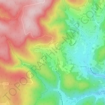 Bussy地形图、海拔、地势