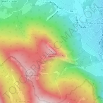 Grünstein地形图、海拔、地势