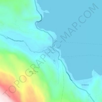 Puerto Río Tranquilo地形图、海拔、地势