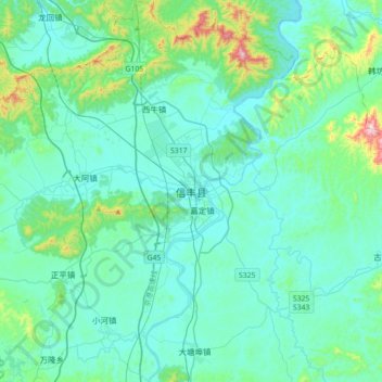 信丰县地形图、海拔、地势