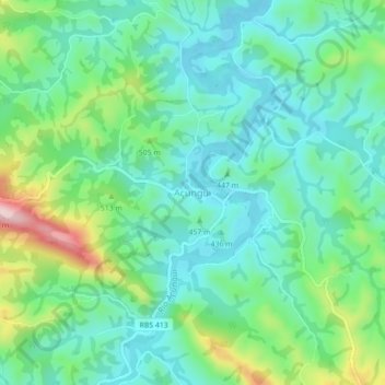 Açungui地形图、海拔、地势